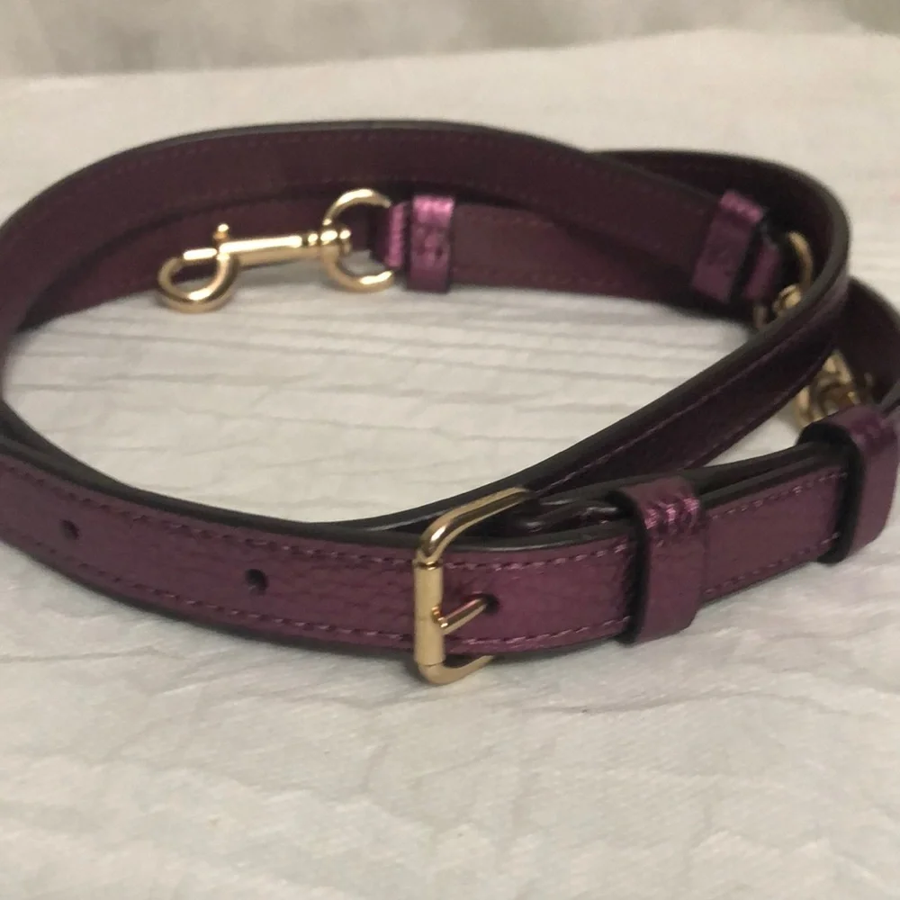 Coach Adjustable Metallic Purple Leather Strap